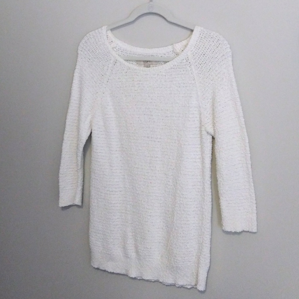 LOFT Cream White Sweater Tunic - Small